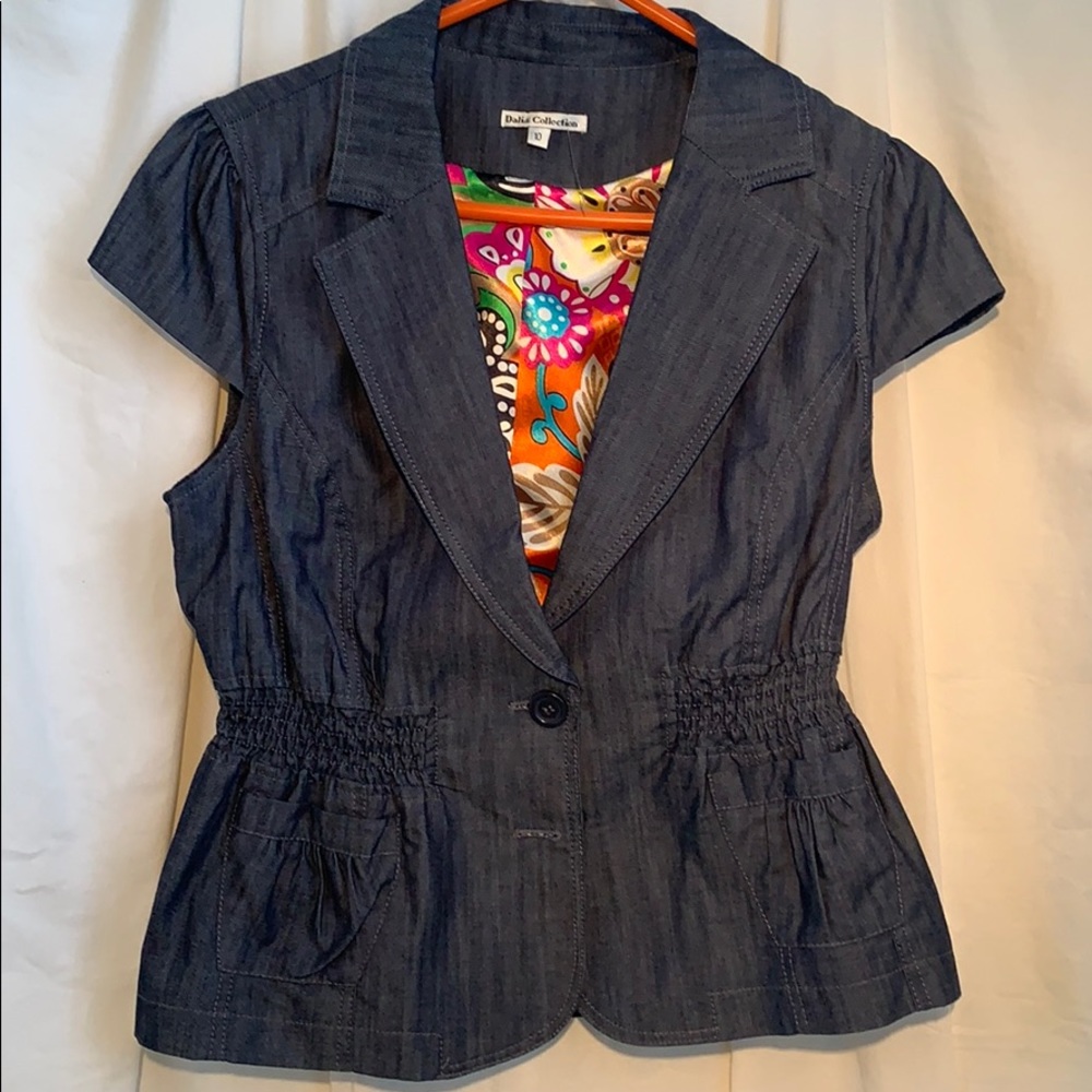Dalia Collection denim vest size 10 elastic waist